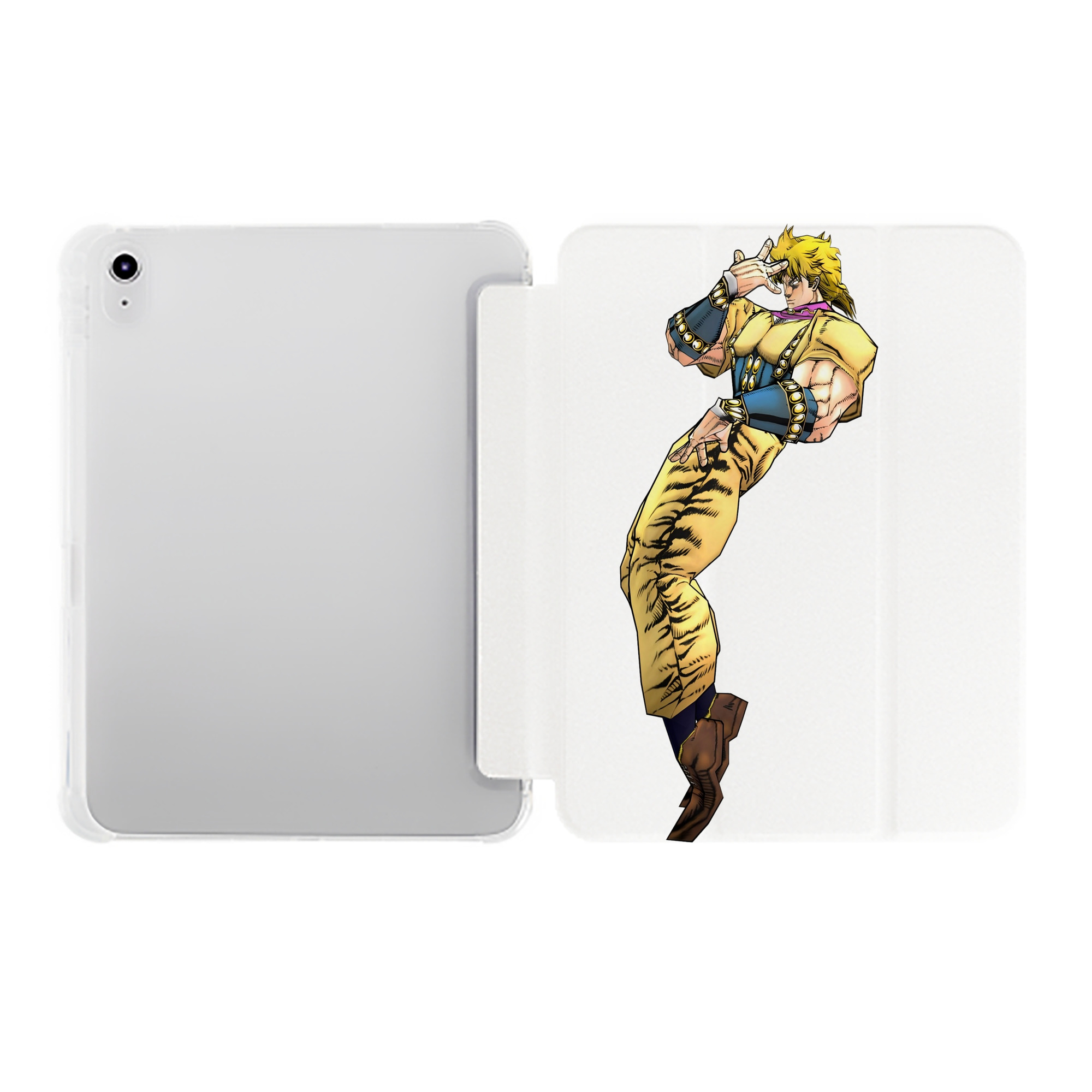 （画像用） ジョジョの奇妙な冒険 ディオ?ブランドー JoJo's Bizarre Adventure Dio Brando IPad ケース ペン収納付き 三つ折りスタンド PUレザー×シリコン 対応機種9.5/10.5/10.9インチ